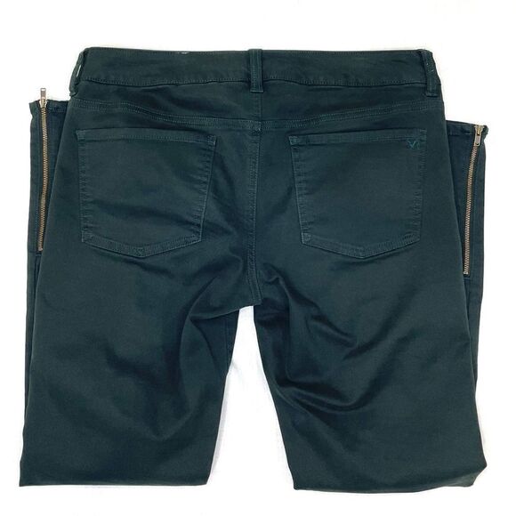 AEO Jegging Ankle Super Stretch Dark Forest Green Size 8 NEW Detailed Zipper - Picture 3 of 11